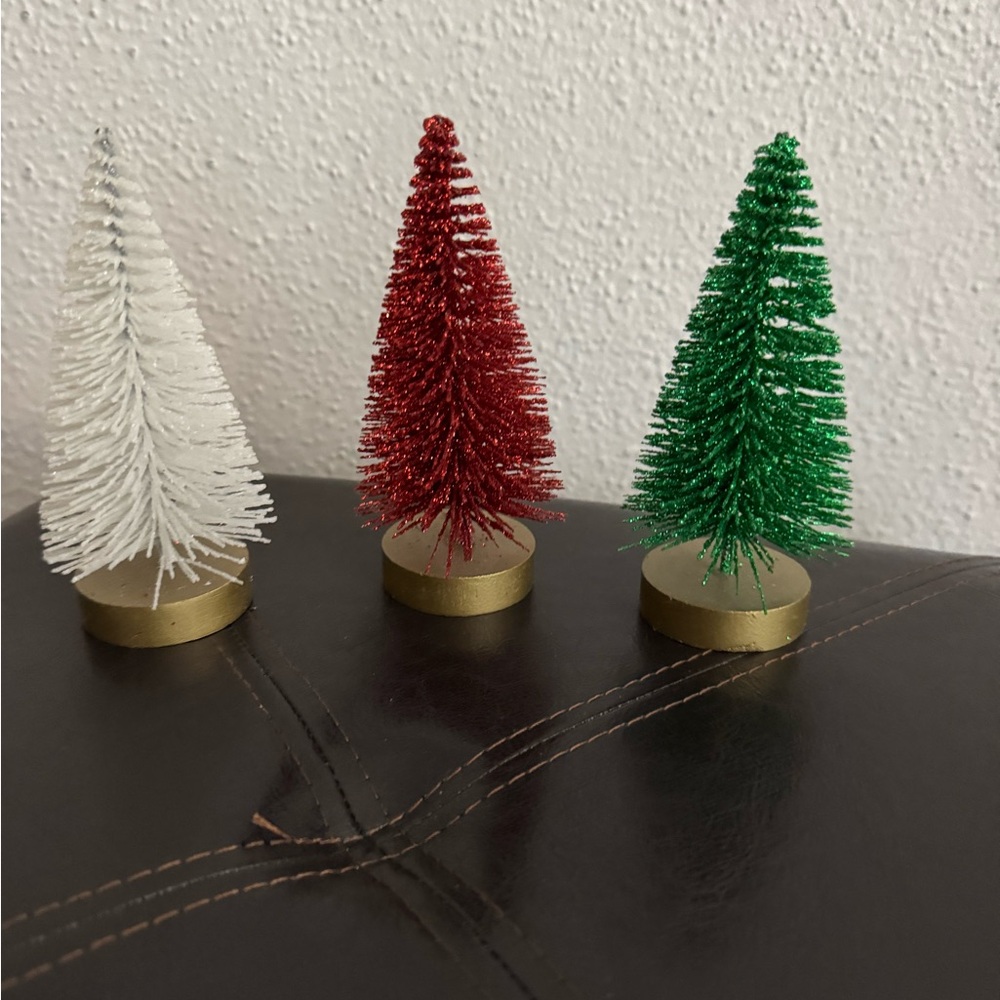 Festive Miniature Holiday Tree Set - Red, Green, and White